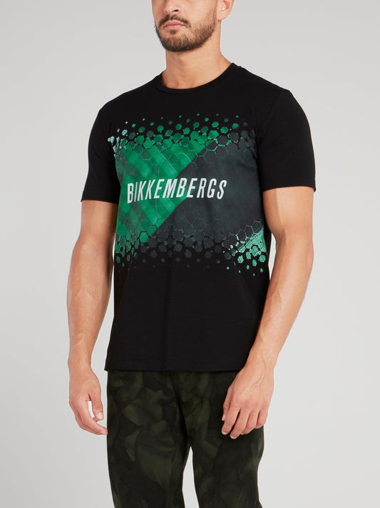 Black Hexagon Print T-Shirt