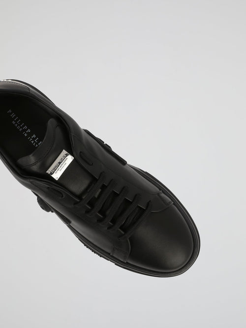 Black Metal Bar Skull Sneakers
