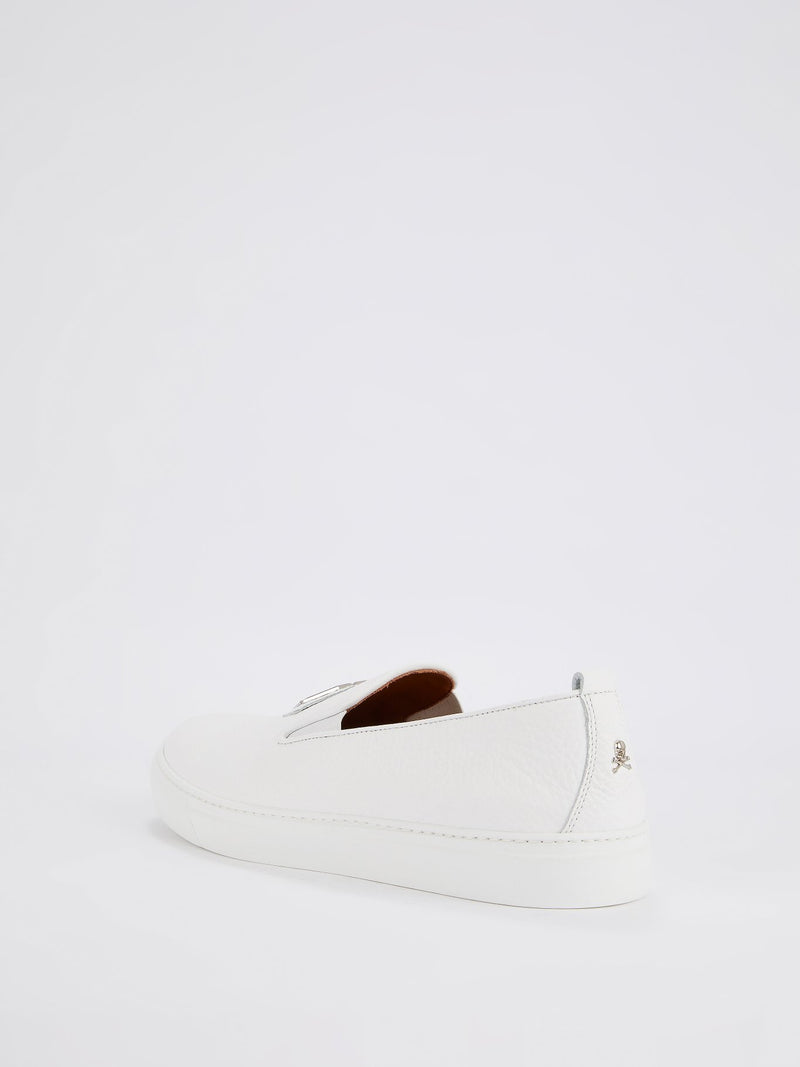 White Monogram Patched Slip On Trainers
