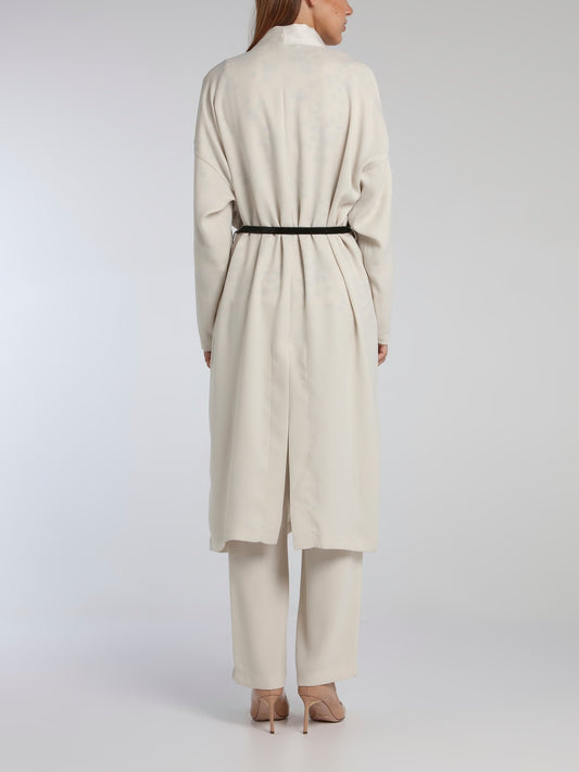 Viva White Crepe Long Coat