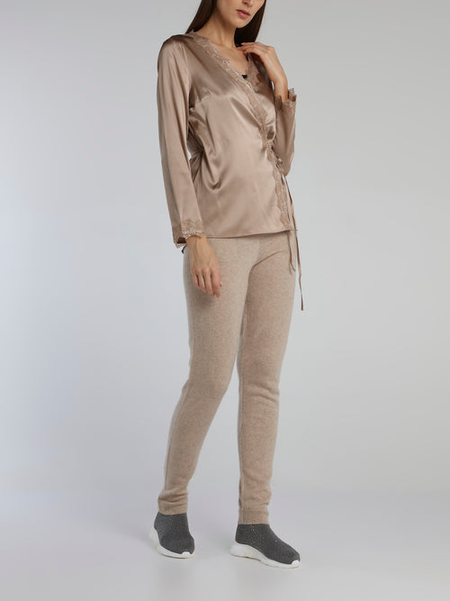 Jimi Beige Waistband Knitted Track Pants