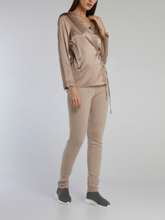 Jimi Beige Waistband Knitted Track Pants