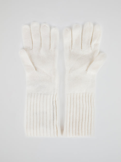 White Mink Fur Pom Pom Gloves