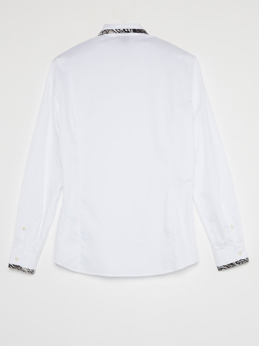 White Contrast Trim Shirt