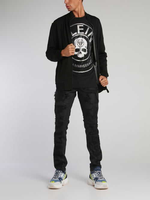 Black Rear Skull Logo Jogging Jacket