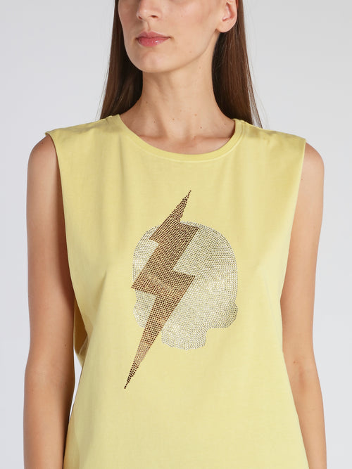 Chrissy Yellow Cut Off Sleeve Top