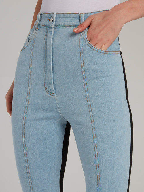 Half Jersey Half Denim Leggings