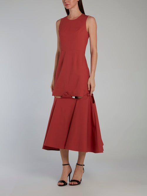Burgundy Removable Detail Brick Dress