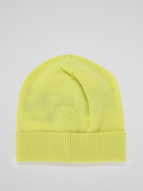 Yellow Logo Cashmere Knitted Beanie
