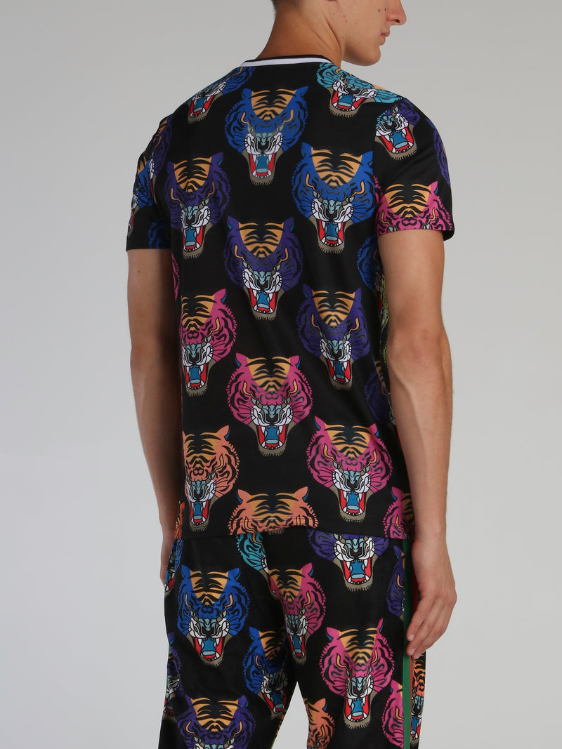 Tiger Face All Over Crewneck T-Shirt
