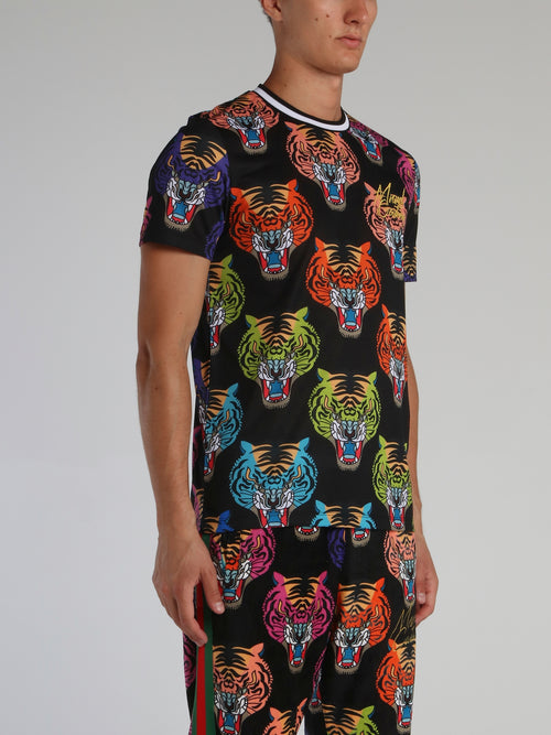 Tiger Face All Over Crewneck T-Shirt