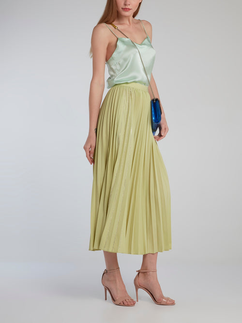 Mint Crystal Studded Silk Cami Top