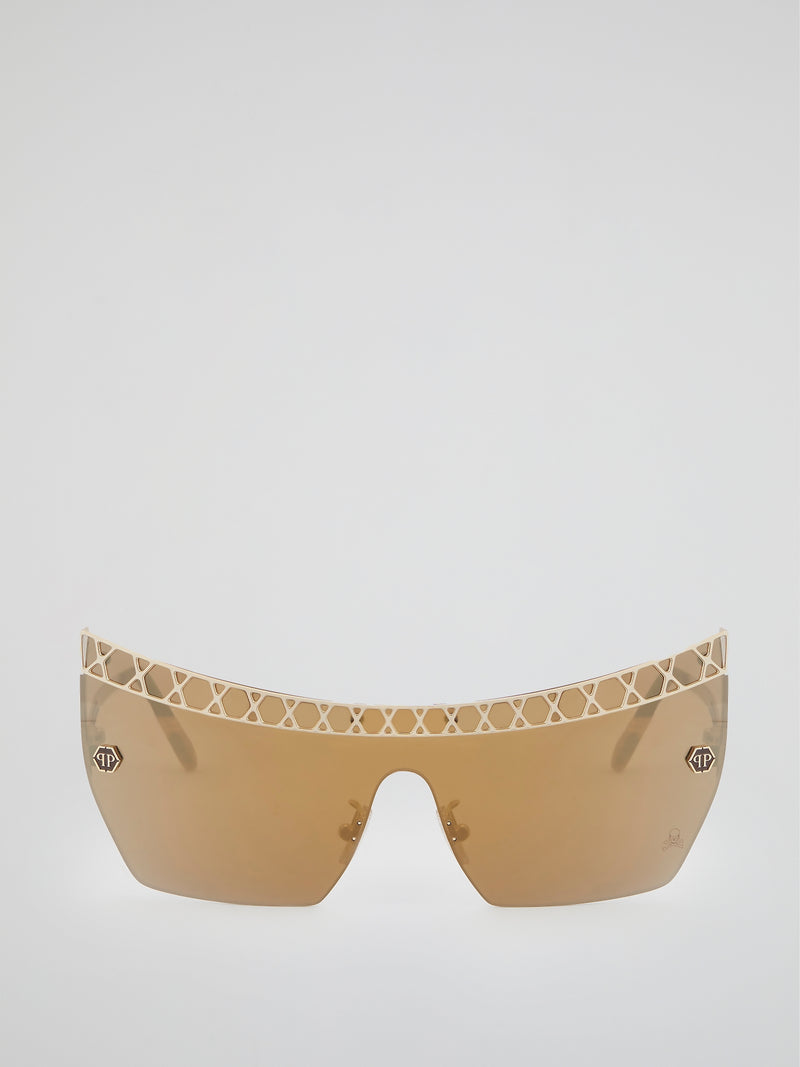 Gold Rimless Square Sunglasses