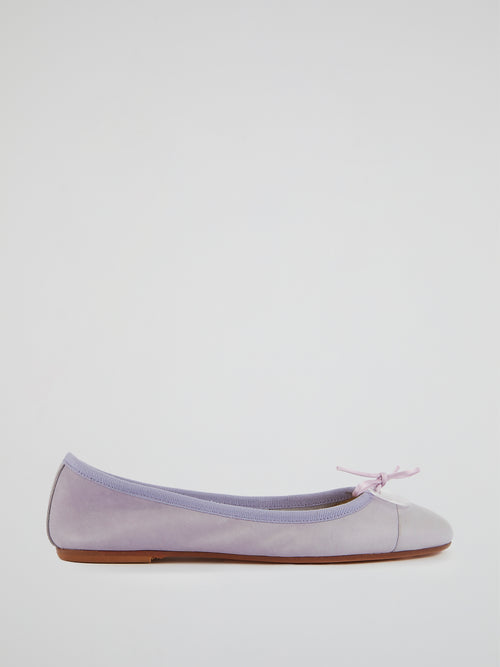 Purple Leather Ballerina Shoes