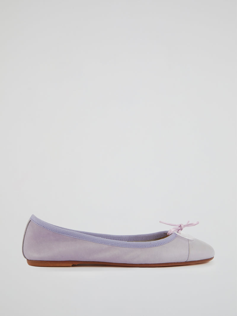 Purple Leather Ballerina Shoes