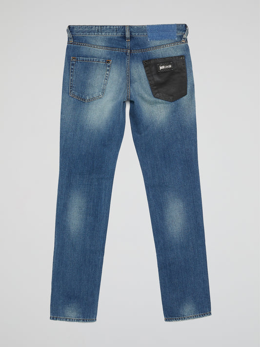 Distressed Patched Denim Jeans