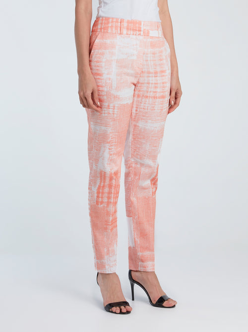 Pink Check Tapered Pants