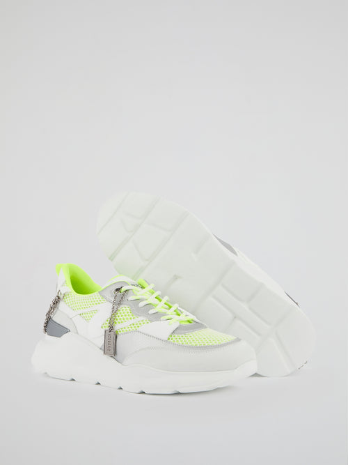 White Chain Embellished Chunky Sneakers
