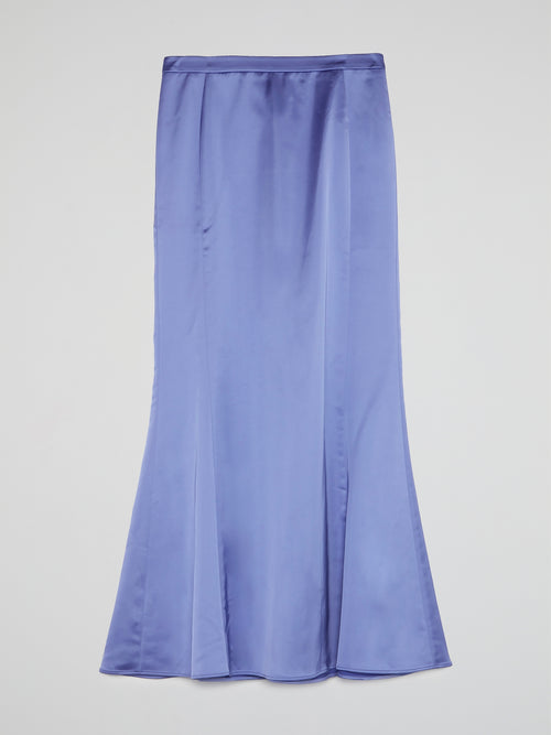 Blue Godet Maxi Skirt