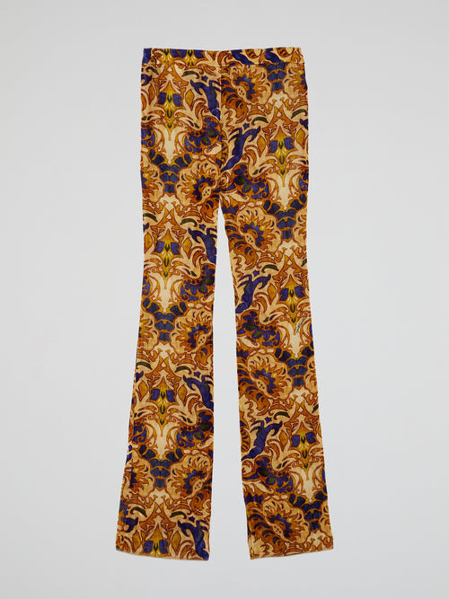Baroque Print Bootcut Pants