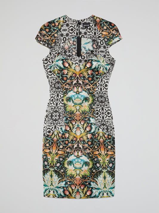 Pattern Print Cut Out Dress