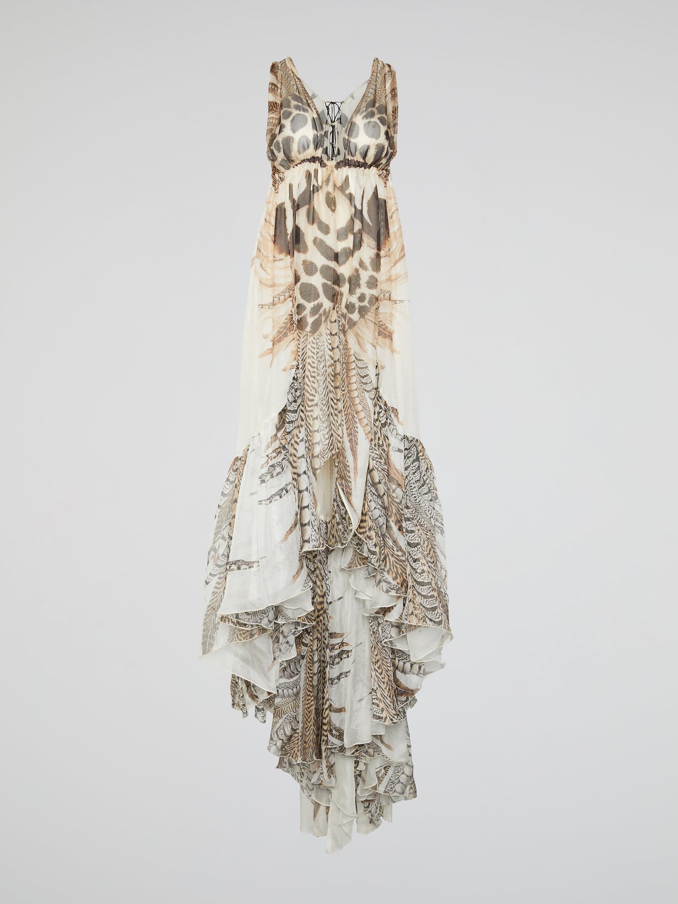 Animal Print Frill Hem Maxi Dress