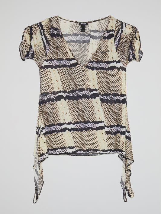 Snake Print Deep-V Top