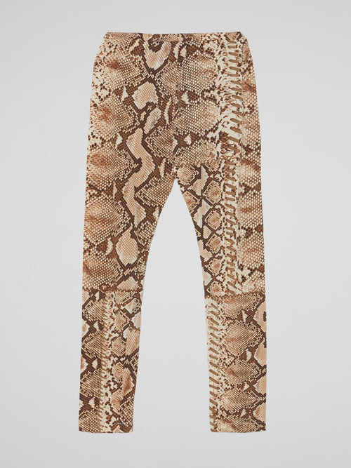 Brown Reptile Print Leggings