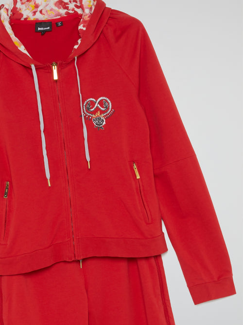 Red Drawstring Active Suit