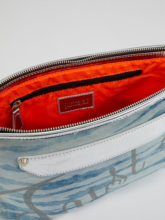 Metallic Panel Denim Handbag