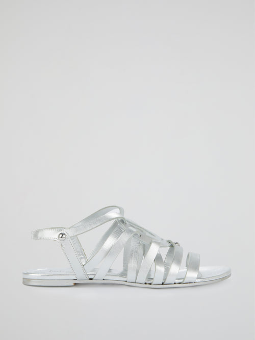 Metallic Cage Slingback Sandals