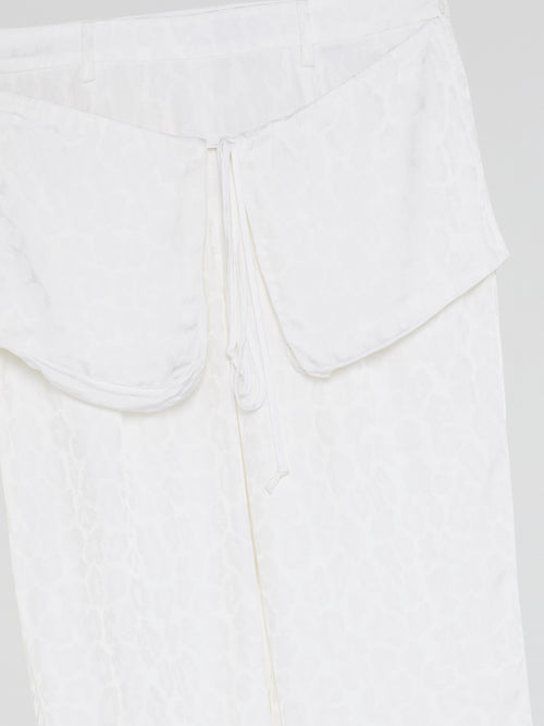 White Printed Flap Trousers