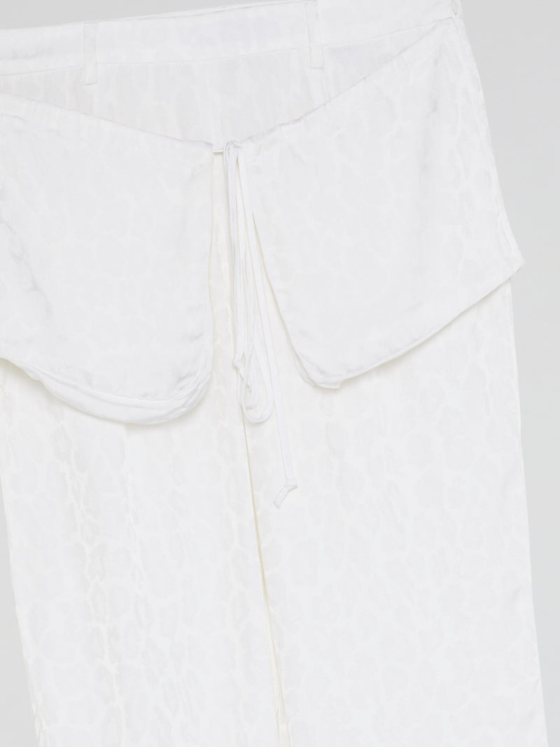 White Printed Flap Trousers