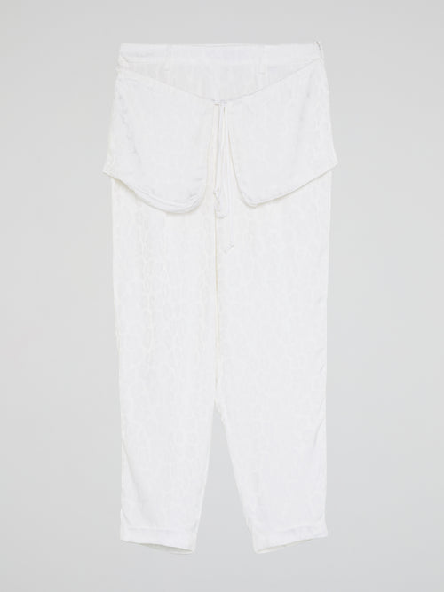 White Printed Flap Trousers