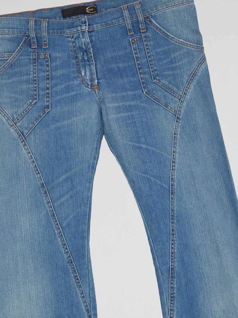 Blue Wide Leg Denim Jeans