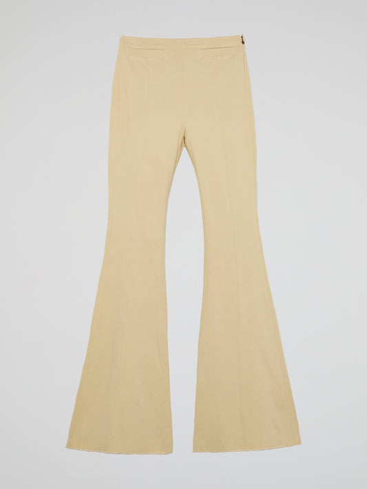 Beige Bell Bottom Pants