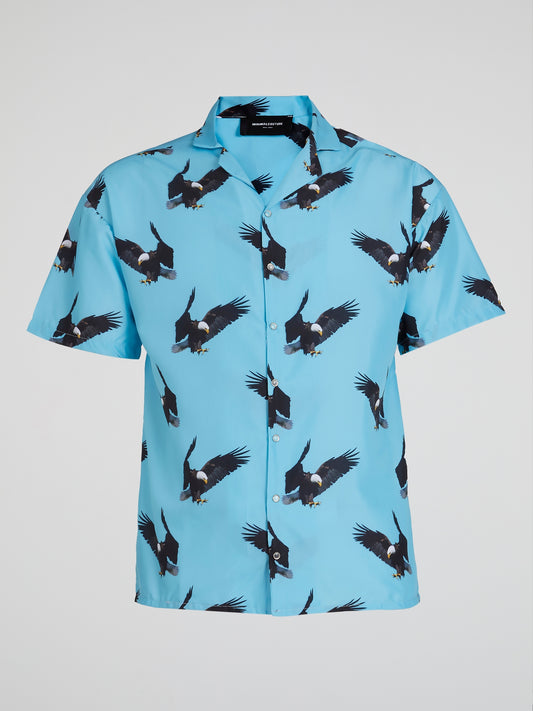 Eagle All Over Print Satin Shirt