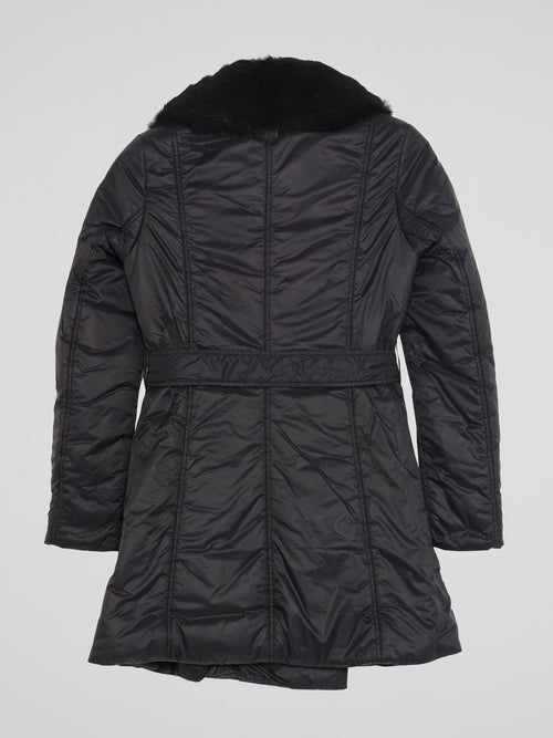Black Quilted Trench Coat