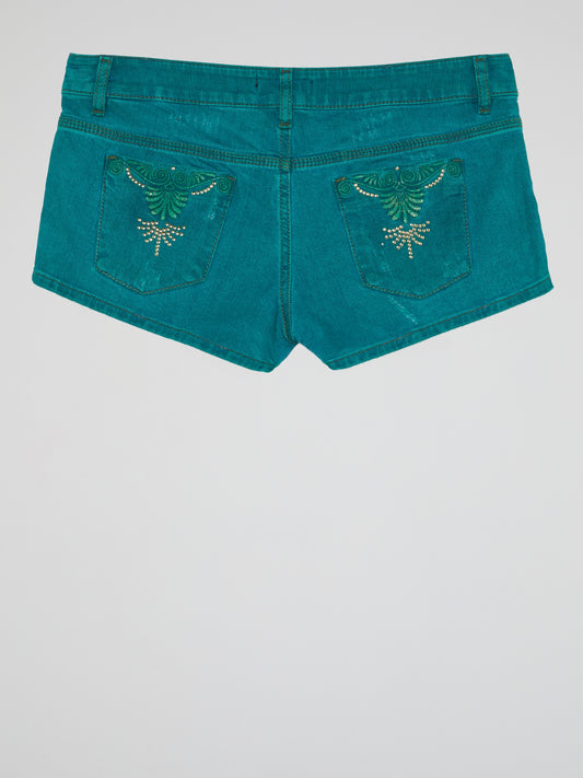 Teal Distressed Shorts