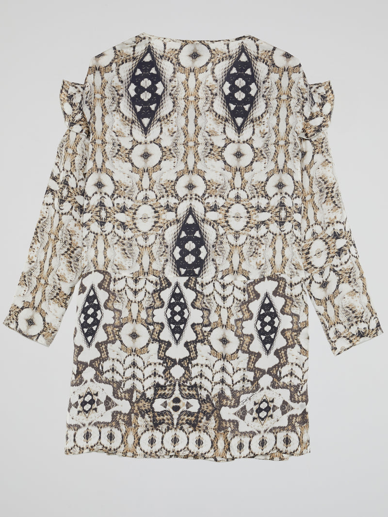 Pattern Print Smocked Waist Dress