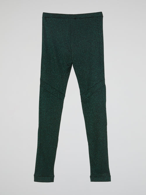 Green Glitter Fabric Leggings