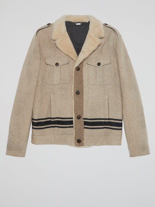Beige Fur Collar Jacket