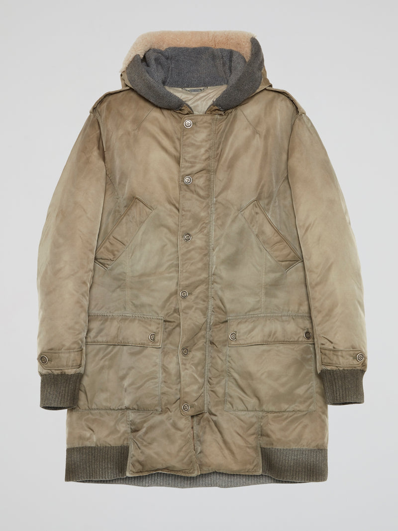 Ribbed Trim Parka