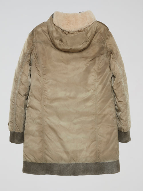 Ribbed Trim Parka