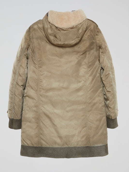 Ribbed Trim Parka