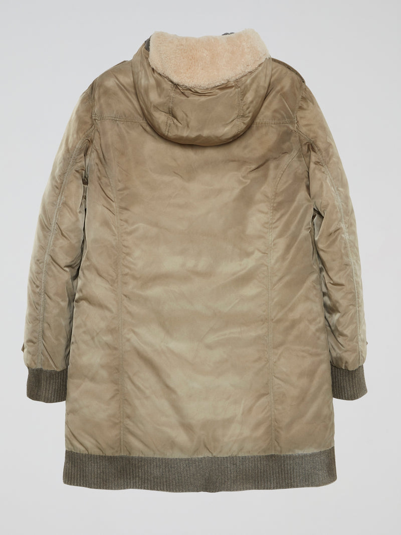 Ribbed Trim Parka