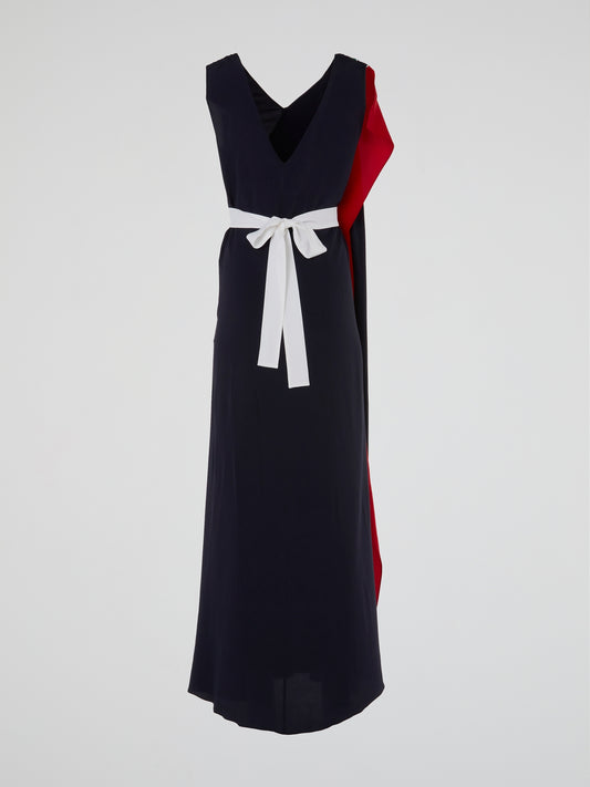 Colour Block Asymmetric Maxi Dress