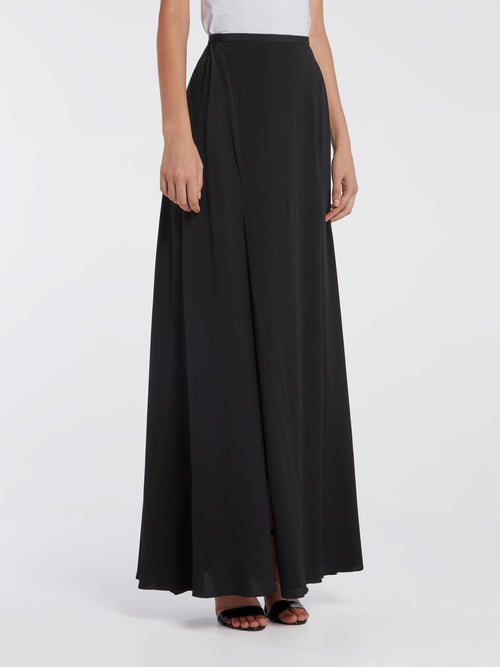 Black Slit Detail Maxi Skirt
