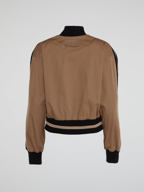 Hazelnut Cropped Bomber Jacket
