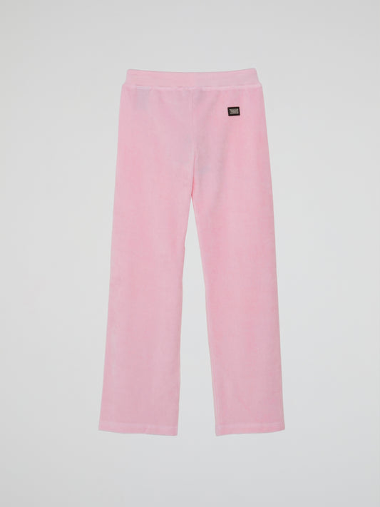 Pink Skull Crystal Velvet Sweatpants (Kids)